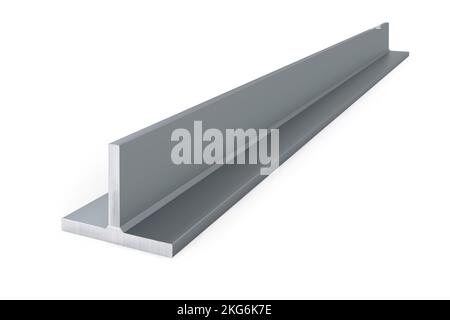 T profile or structural tee steel beam isolated on white background - 3d rendering Stock Photo