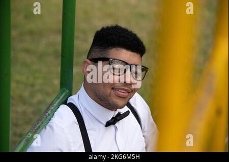 Smiling man shot up close Stock Photo