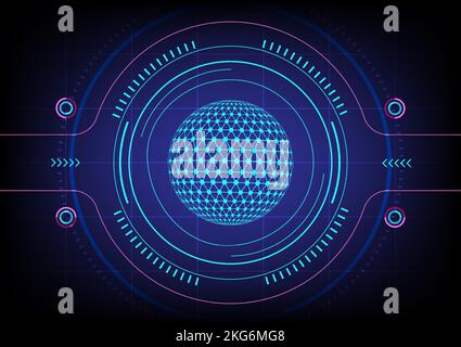Abstract sphere and network connection on technology background. Vector illustration. Stock Vector