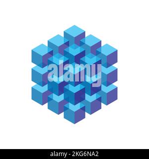 isometric cubes stacked in a block. vector element for design Stock Vector