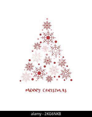 Beautiful Christmas card with a Christmas tree made of snowflakes Stock Vector