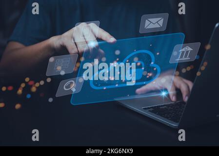 Data cloud computing management big data digital transformation business process strategy internet new technology. Stock Photo