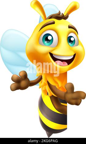 Honey Bumble Bee Cartoon Bumblebee Cute Mascot Stock Vector