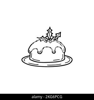 Traditional Christmas food pudding illustration in doodle style Stock Vector