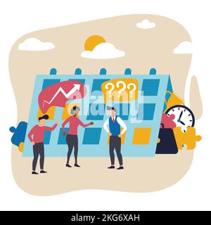 New project. Vector illustration. Young businessmen, co-workers in working process. Concept of business, partnership, problem solving, innovative Stock Vector