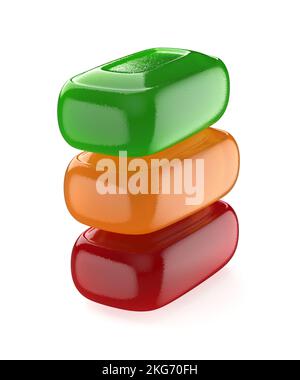 Fruit hard candies on white background Stock Photo