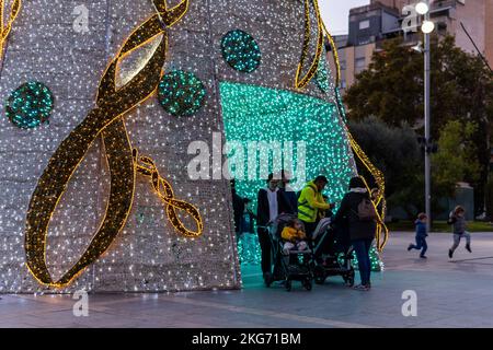 Palma de Mallorca, Spain; november 20 2022: Giant Christmas tree located in the Parc de ses Estacions in the city of Palma de Mallorca, Spain Stock Photo