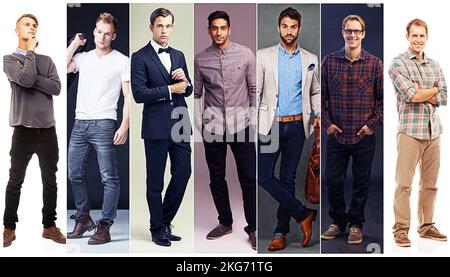All sorts of style. Composite image of a group of stylish young men. Stock Photo