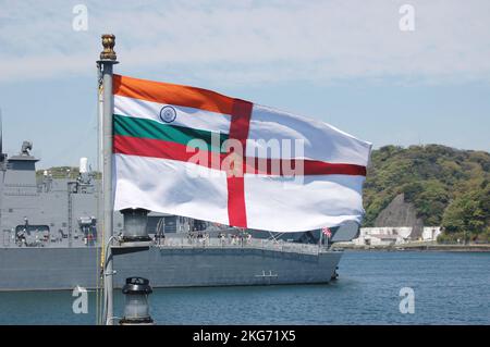 Kanagawa Prefecture, Japan - April 14, 2007: Indian Naval Ensign Flag. Stock Photo