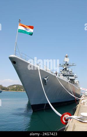 Kanagawa Prefecture, Japan - April 14, 2007: Indian Navy INS Mysore (D60), Delhi-class destroyer. Stock Photo