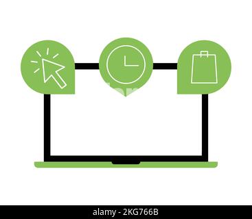 Click and collect your order. Goods delivery process on laptop Stock Vector