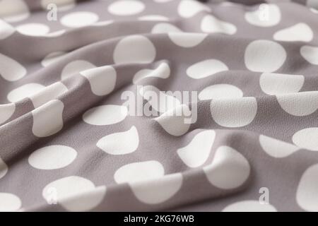 White and grey polka dot fabric textured background Stock Photo