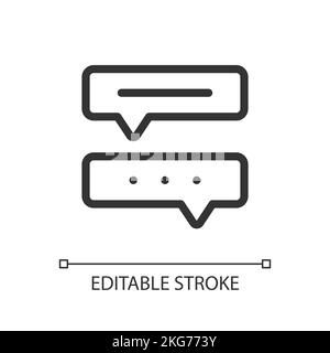 Communication with chat bot pixel perfect linear ui icon Stock Vector