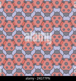 Cute vector red ladybug repeat pattern background design Stock Vector