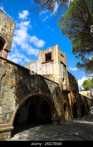 Lost Place in Eleousa. Abandoned sanatorium on the greek island of Rhodes. Ghost town. Stock Photo