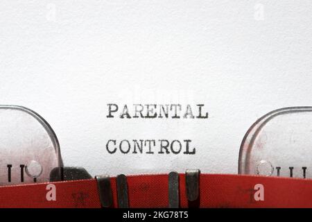 Parental control phrase written with a typewriter. Stock Photo