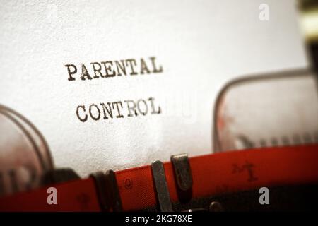 Parental control phrase written with a typewriter. Stock Photo