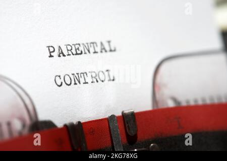 Parental control phrase written with a typewriter. Stock Photo