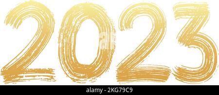 2023 numeral hand lettering. Dry brush texture effect. Happy New Year. Merry Christmas. Graduation. Vector Illustration Stock Vector