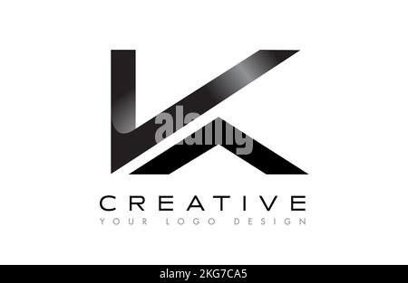 KA AK Letter Logo. K letter Icon Vector with Creative Shape and Minimalist Design in Black and White Vector. Stock Vector