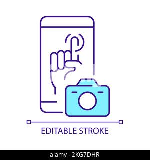 Fingerprint authentication RGB color icon Stock Vector