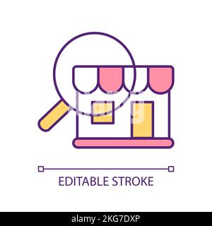 Store search RGB color icon Stock Vector