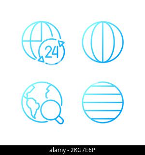 Geography pixel perfect gradient linear vector icons set Stock Vector