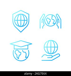 Save planet pixel perfect gradient linear vector icons set Stock Vector