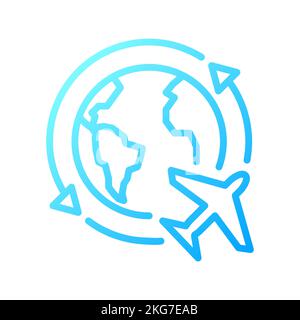 Travel around world pixel perfect gradient linear vector icon Stock Vector