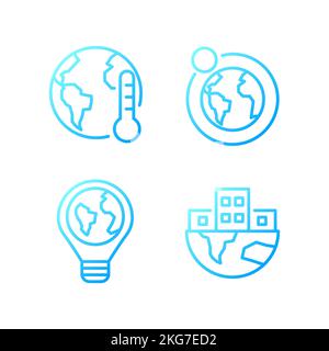 Global problems pixel perfect gradient linear vector icons set Stock Vector