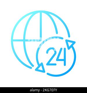 Nonstop worldwide support service pixel perfect gradient linear vector icon Stock Vector