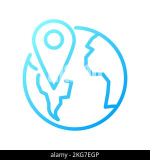Globe with pin pixel perfect gradient linear vector icon Stock Vector