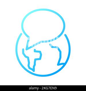 Globe with speech bubble pixel perfect gradient linear vector icon Stock Vector