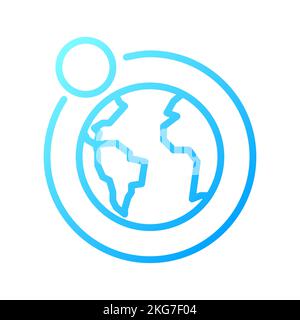 Earth and moon pixel perfect gradient linear vector icon Stock Vector