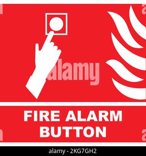 Fire alarm button symbol on red background Stock Vector