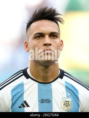 Argentina's Lautaro Martinez during the FIFA World Cup Group C match at Lusail Stadium, Lusail, Qatar. Picture date: Tuesday November 22, 2022. Stock Photo