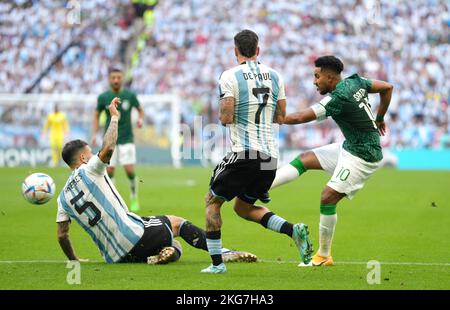 Saudi Arabia's Salem Al-Dawsari scores their side's second goal of the game during the FIFA World Cup Group C match at Lusail Stadium, Lusail, Qatar. Picture date: Tuesday November 22, 2022. Stock Photo