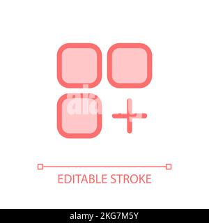 Menu with add option pixel perfect glassmorphism ui icon Stock Vector