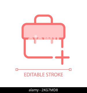 Briefcase with plus pixel perfect glassmorphism ui icon Stock Vector