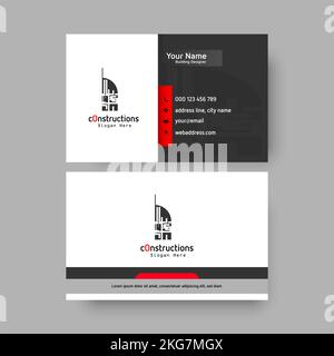 construction business card design template, royalty free business card Stock Photo