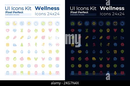 Healthcare pixel perfect glass morphism ui icons set for dark, light mode Stock Vector