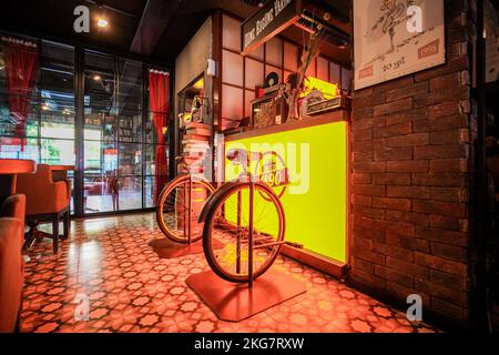 Bicycle accessory in the restaurant Stock Photo