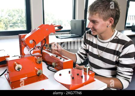 Student working in the technasium of a secondary school. Holland. vvbvanbree fotografie. Stock Photo