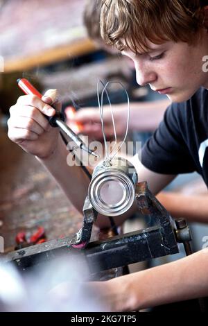 Student working in the technasium of a secondary school. Holland. vvbvanbree fotografie. Stock Photo
