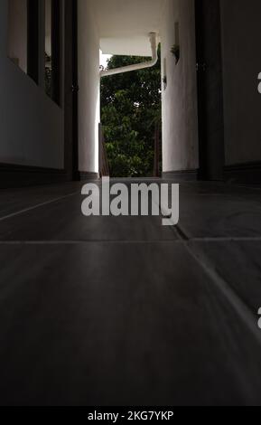 Entrance to apartments in the forest. Stock Photo