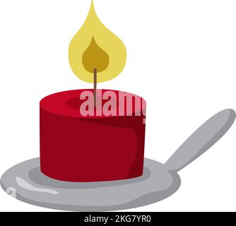 Burning candles. Cute hand drawn hygge interior decorations vector illustration set. Holiday decorative design element. Chtistmas candle boho style. Stock Vector