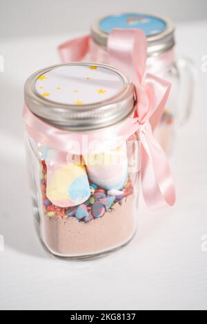 Unicorn hot chocolate mix Stock Photo