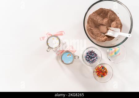 Unicorn hot chocolate mix Stock Photo