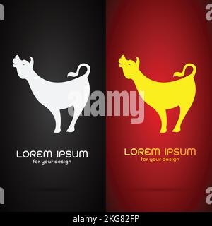 Vector image of cow design on black background and red background, Logo, Symbol Stock Vector