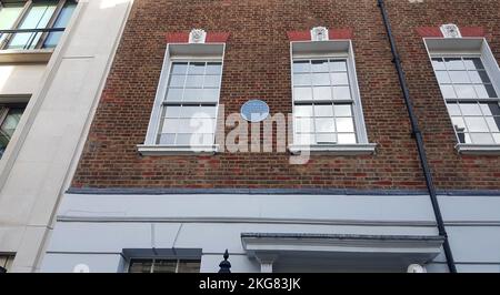 LONDON, UNITED KINGDOM, FEBRUARY 26, 2022 - Savile Row, the building  where the Beatles played the last concert, the rooftop concert, on January 30th, Stock Photo